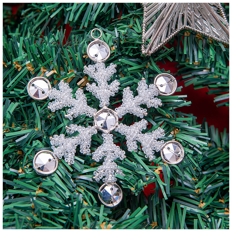 Beaded Snowflake Hanging - Silver