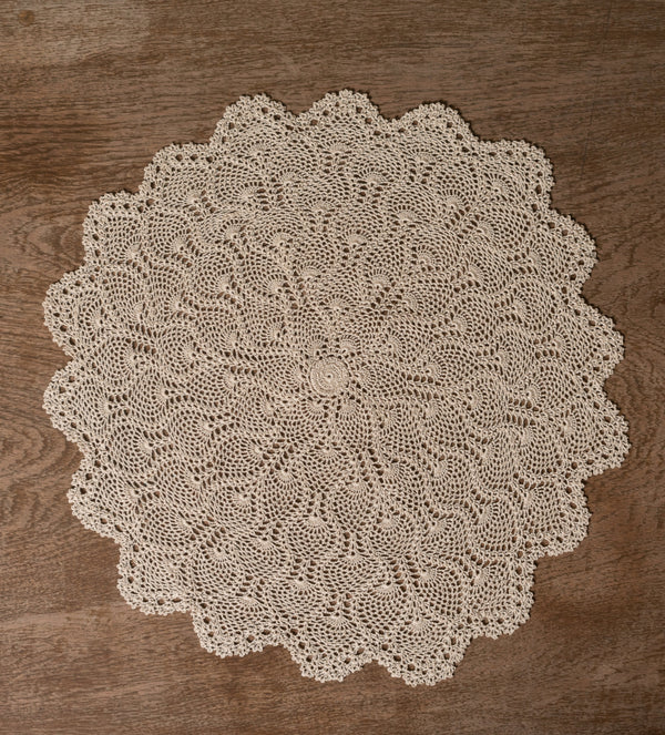 Crochet Doily - White & Ecru