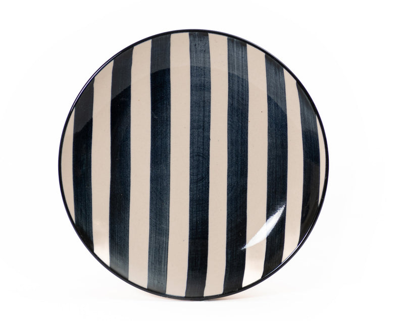 Stripey Quarter Plate - Blue