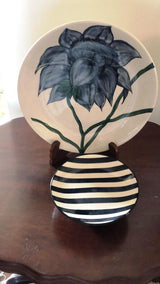 Stripey Quarter Plate - Blue